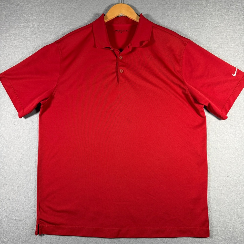 Nike Golf Mens Dri-FIT Red Short Sleeve Polo Shirt 358324-648 XL Sportwear